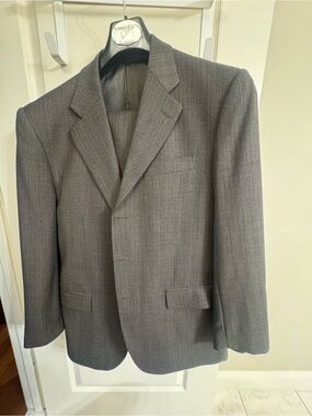 Men's Gray Pinstripe Suit Jacket - Tailored Professional Blazer